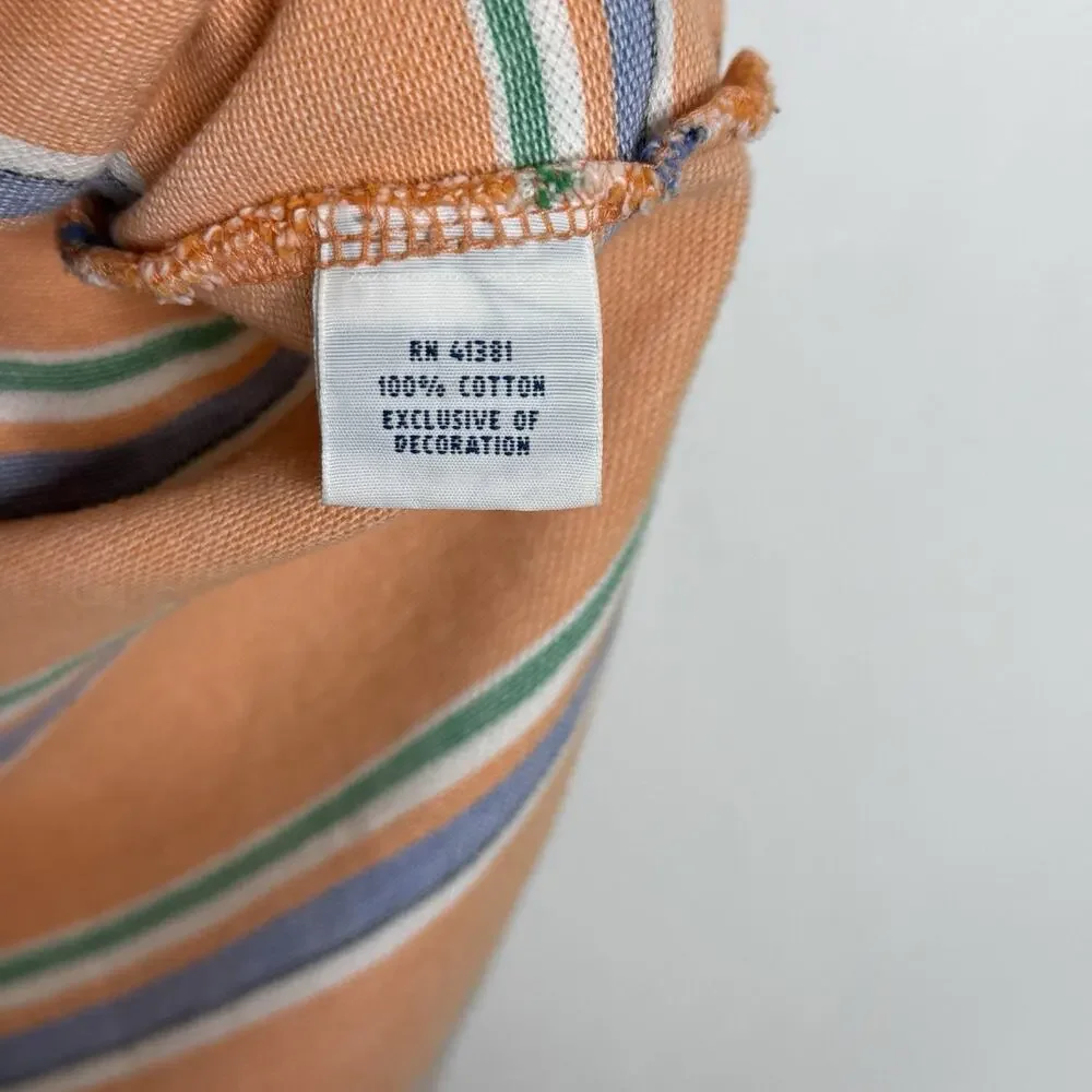 Polo Ralph Lauren Orange Striped Polo Shirt XL Custom Fit Preppy Casual
